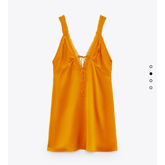 Zara CONTRASTING SATIN EFFECT DRESS Short orange bloggers favorite - Picture 7 of 8